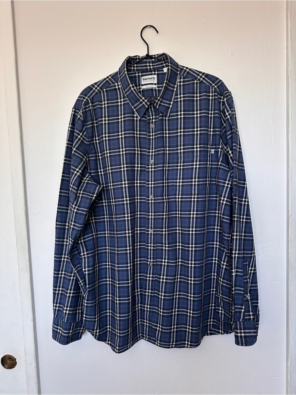 Timberland Blue  Plaid Long-Sleeve Button-Down Regular Fit Shirt Size XL